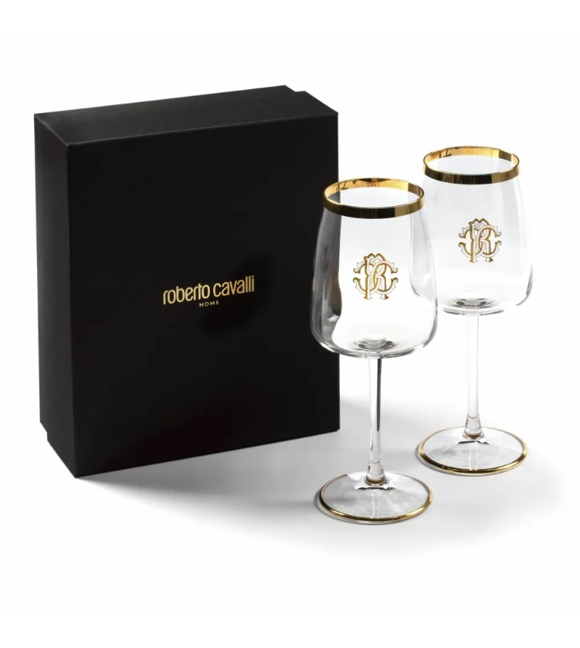 New Monogram Gold Set de 2 pahare de vin