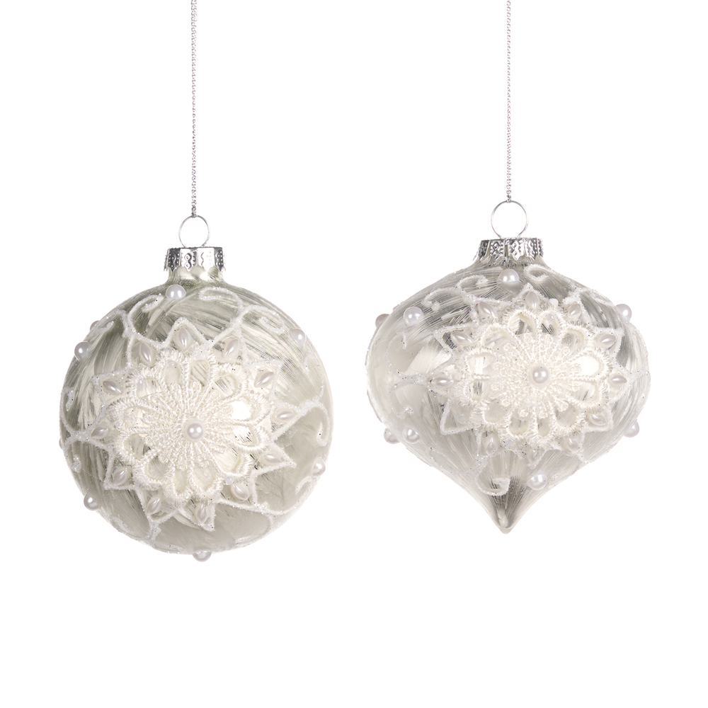 Christmas tree decoration Glass Lace Flower Frosted