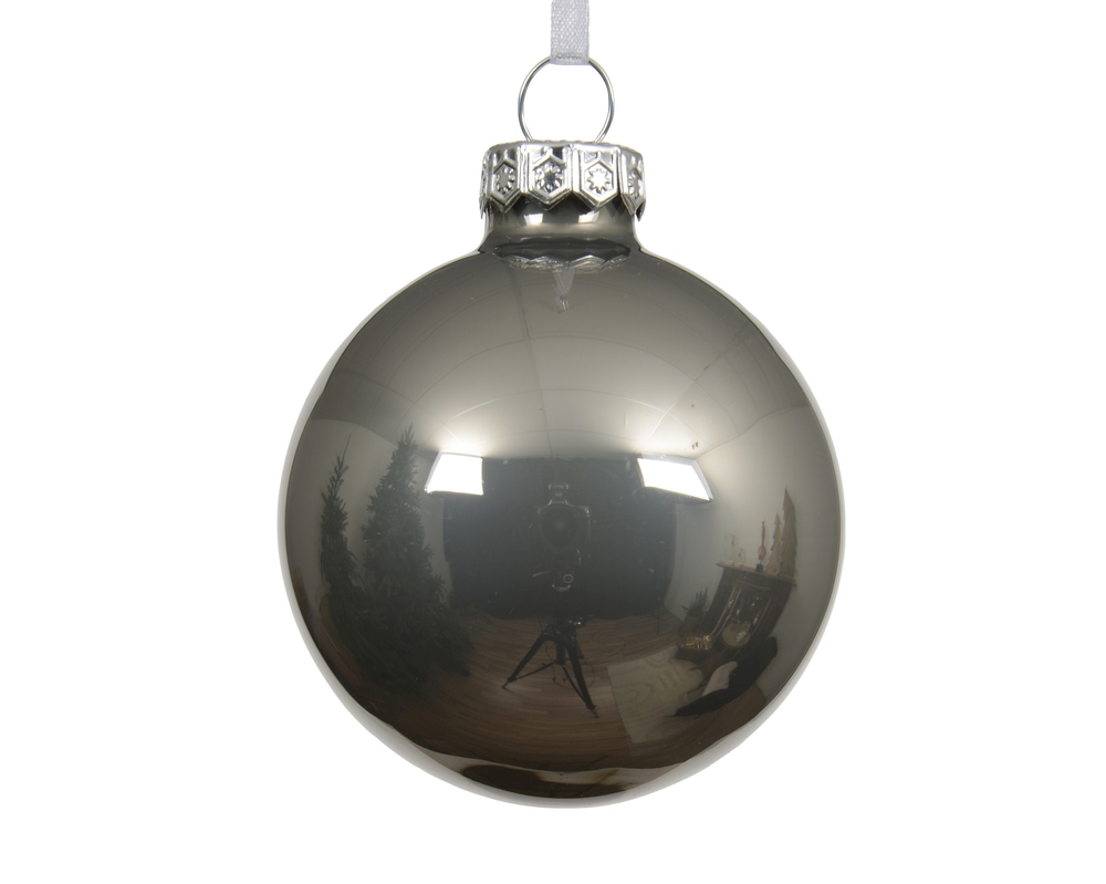 Елочная игрушка Glass Enamel D10 Soft Grey