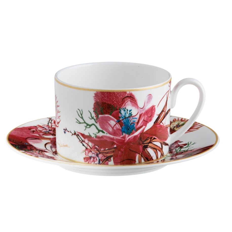 Flowers Set of 2 tea cups and saucers