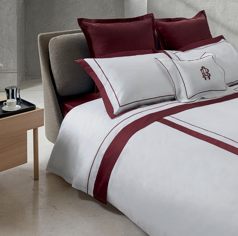 Постельное белье Darsena 250X200 Bianco+Burgundy
