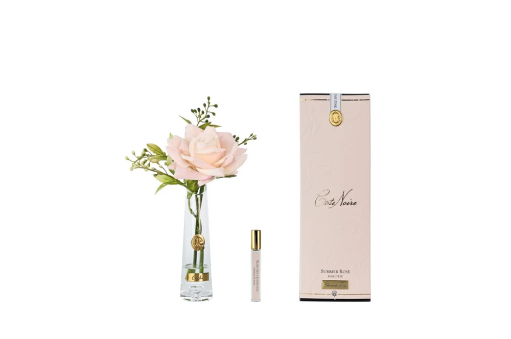Perfumed rose in clear vase Summer Rose Pink