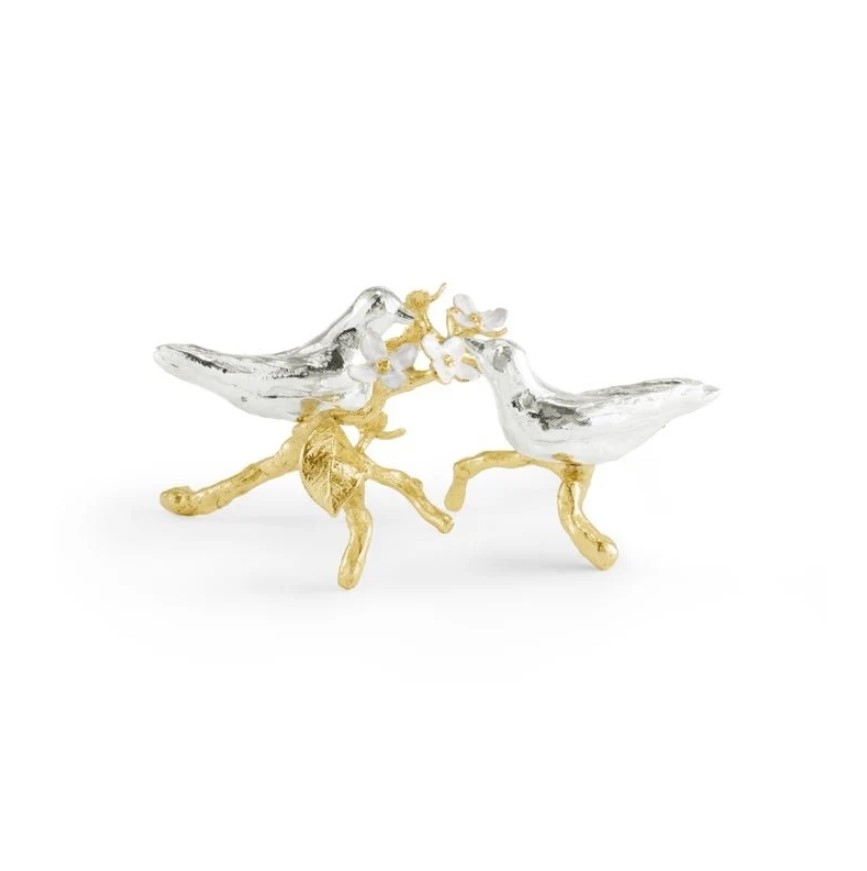 Lovebirds Silver & Gold Decorative object set of 2
