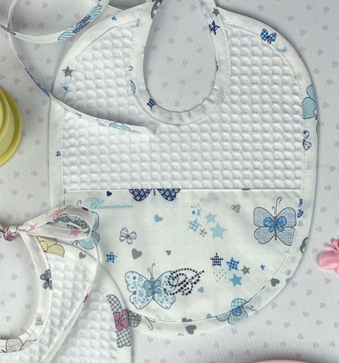 Set de 3 bavete Farfalle Blu