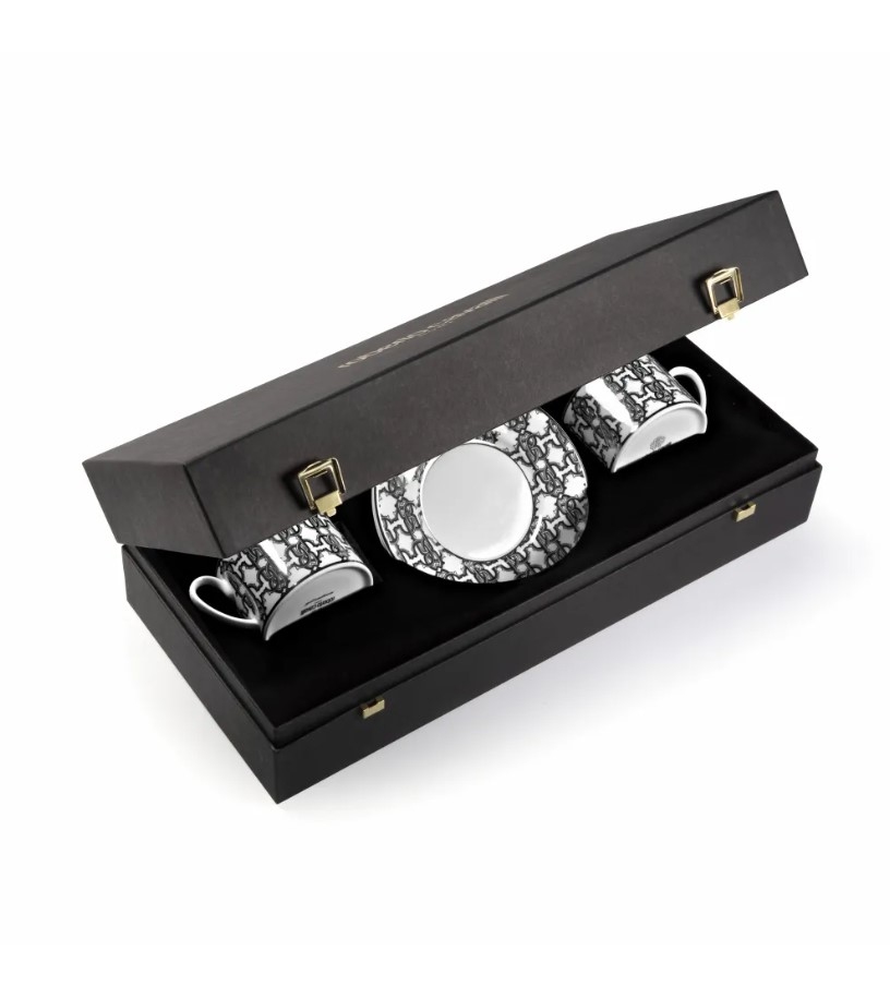 Monogram Black Set de 2 cești de ceai și farfurii