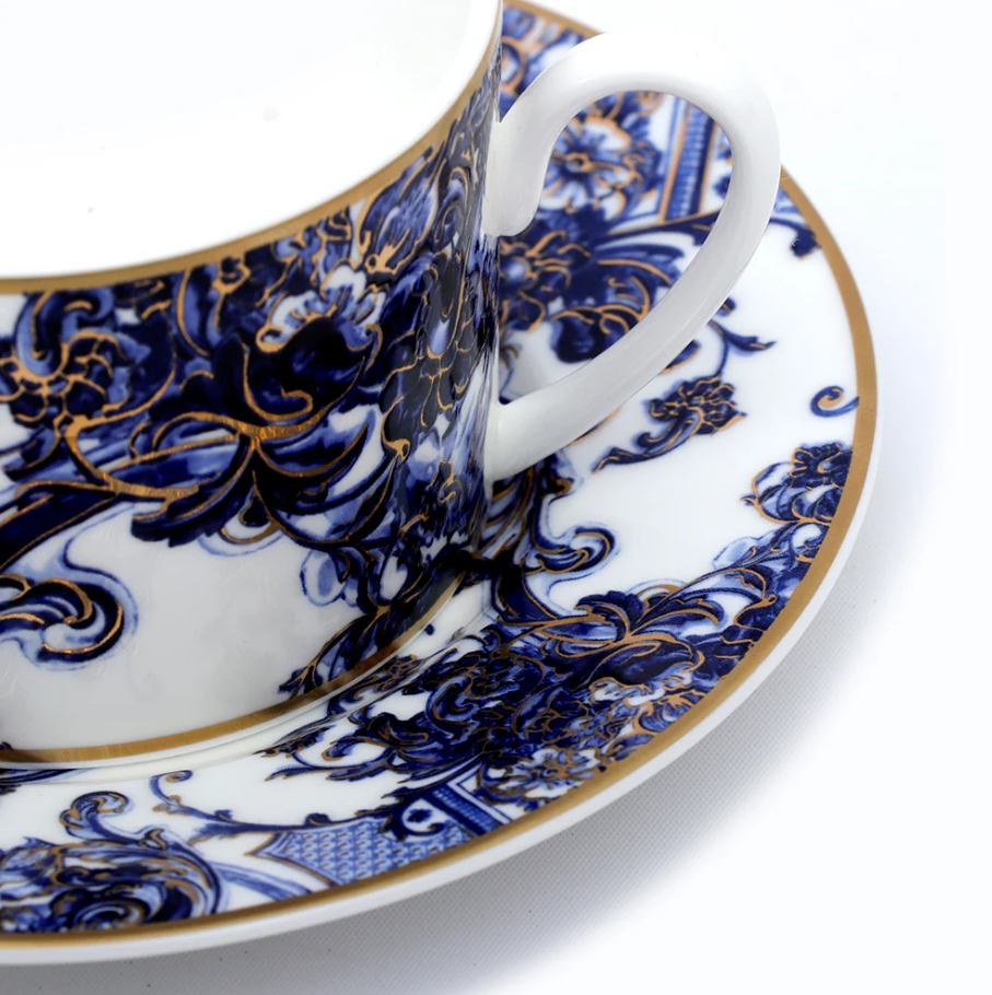 Azulejos set of 2 tea cups & saucers