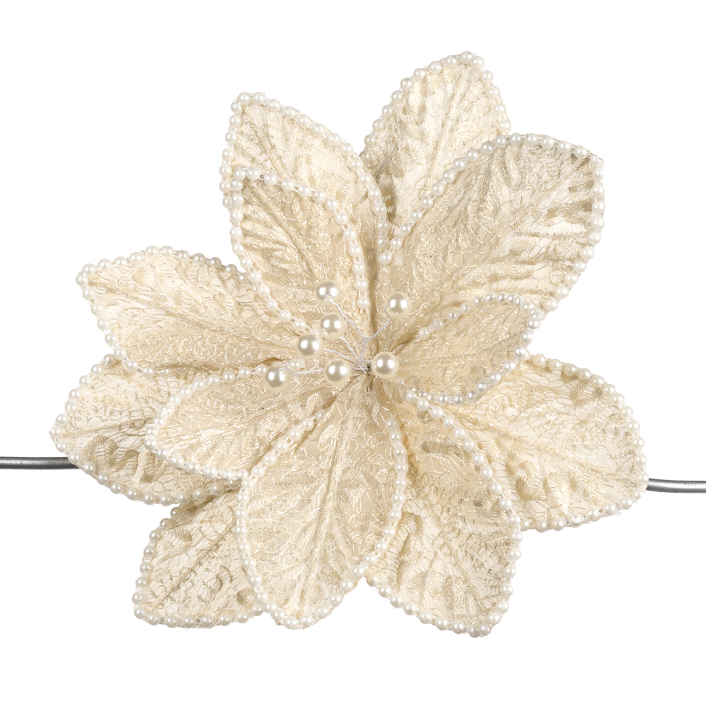Декоративный цветок Pearl Poinsettia on Clip