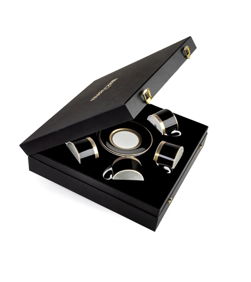 Python Black Набор из 6 чайных чашек и блюдец