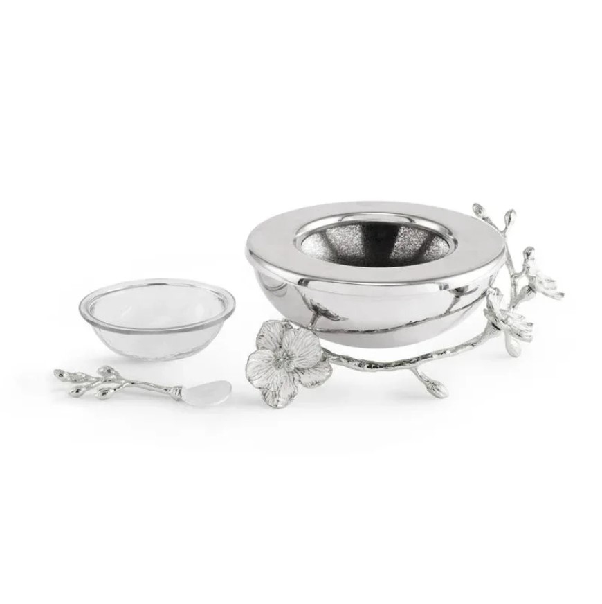 Orchid Silver Bol pentru caviar cu linguriță