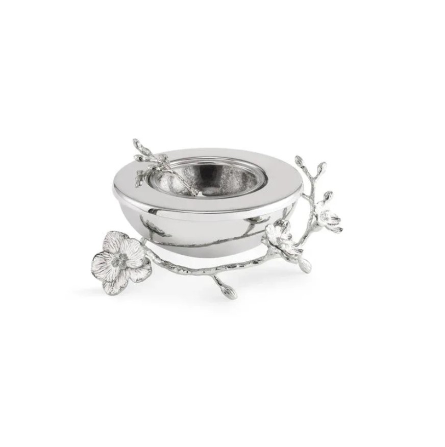 Orchid Silver Bol pentru caviar cu linguriță