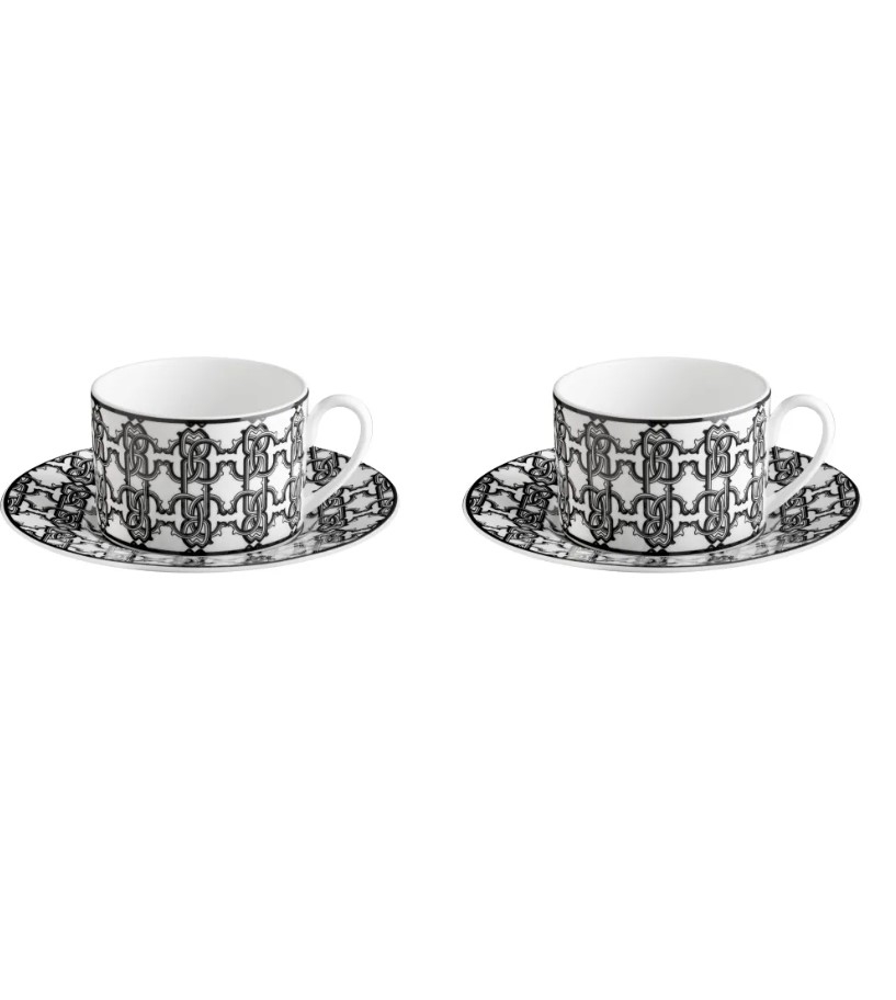 Monogram Black Set de 2 cești de ceai și farfurii