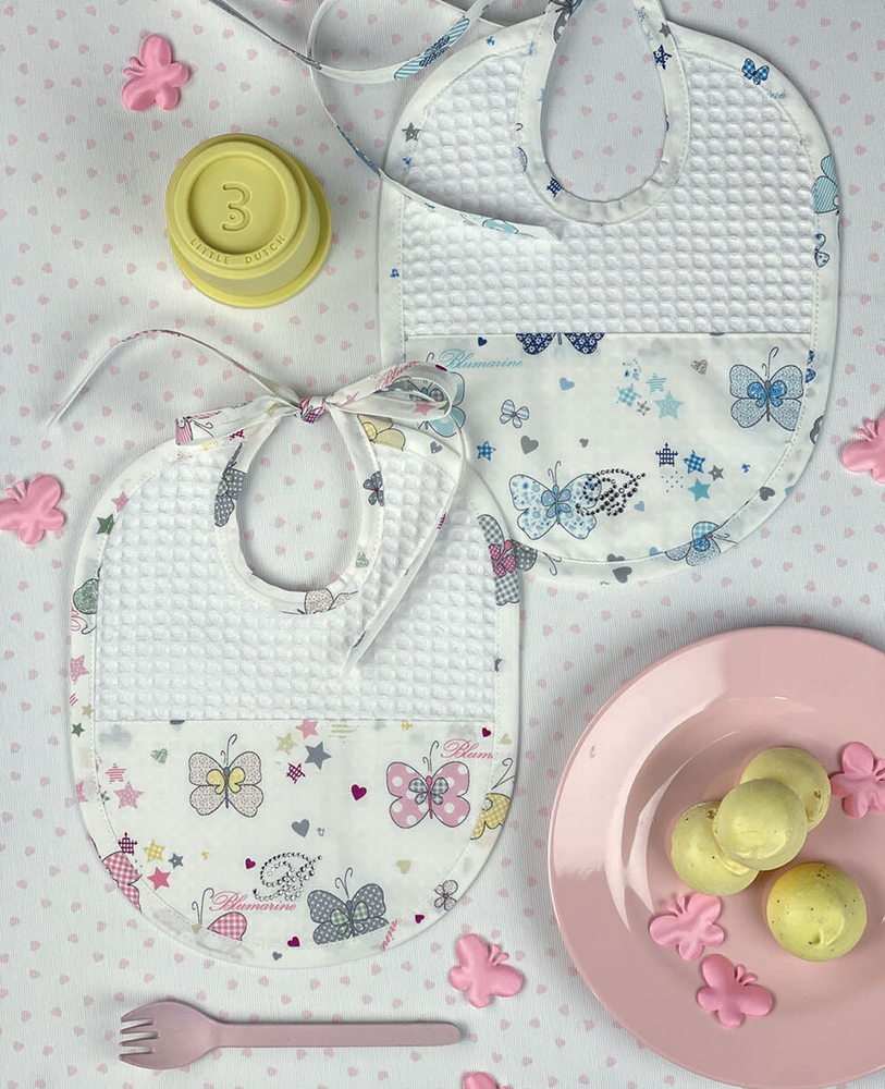 Set de 3 bavete Farfalle Blu