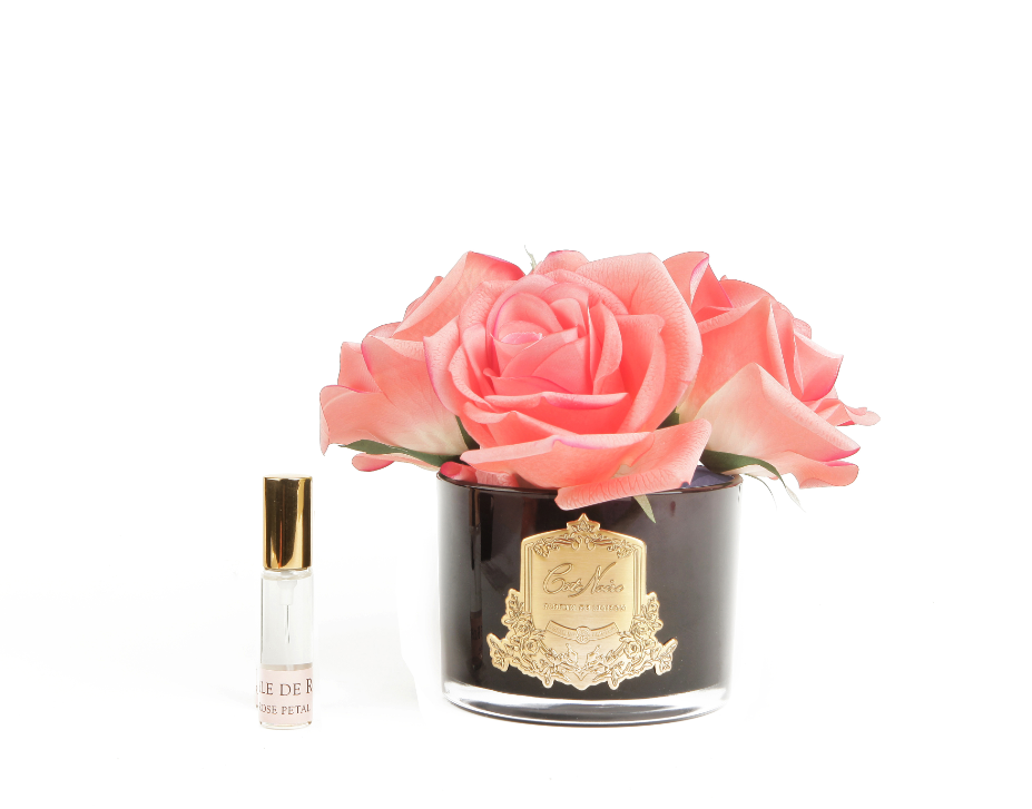 Bouquet of 5 roses in black vase