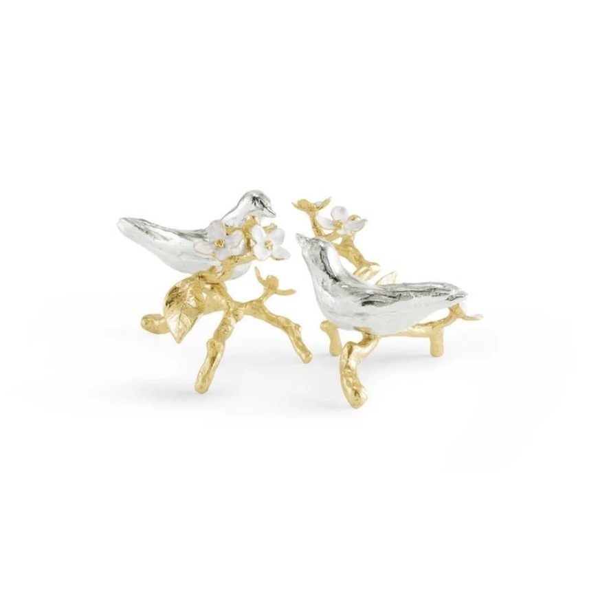 Lovebirds Silver & Gold Decorative object set of 2