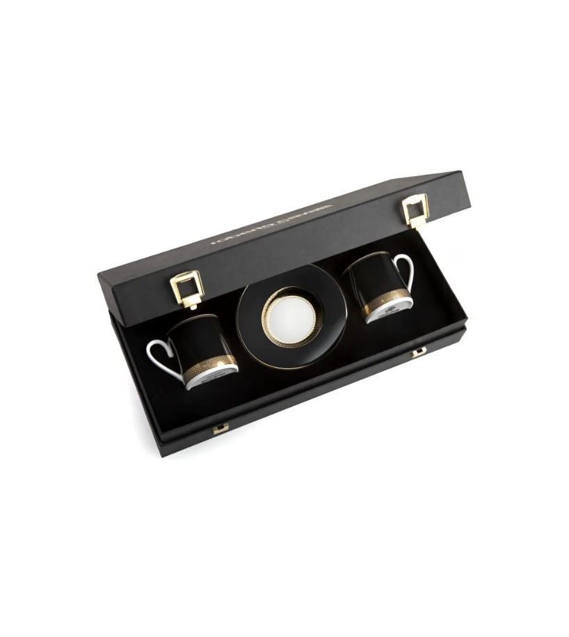 Python Black Набор из 2 кофейных чашек и блюдец