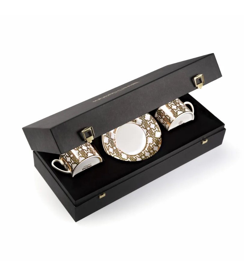 Monogram Gold Set de 2 cești de ceai și farfurii