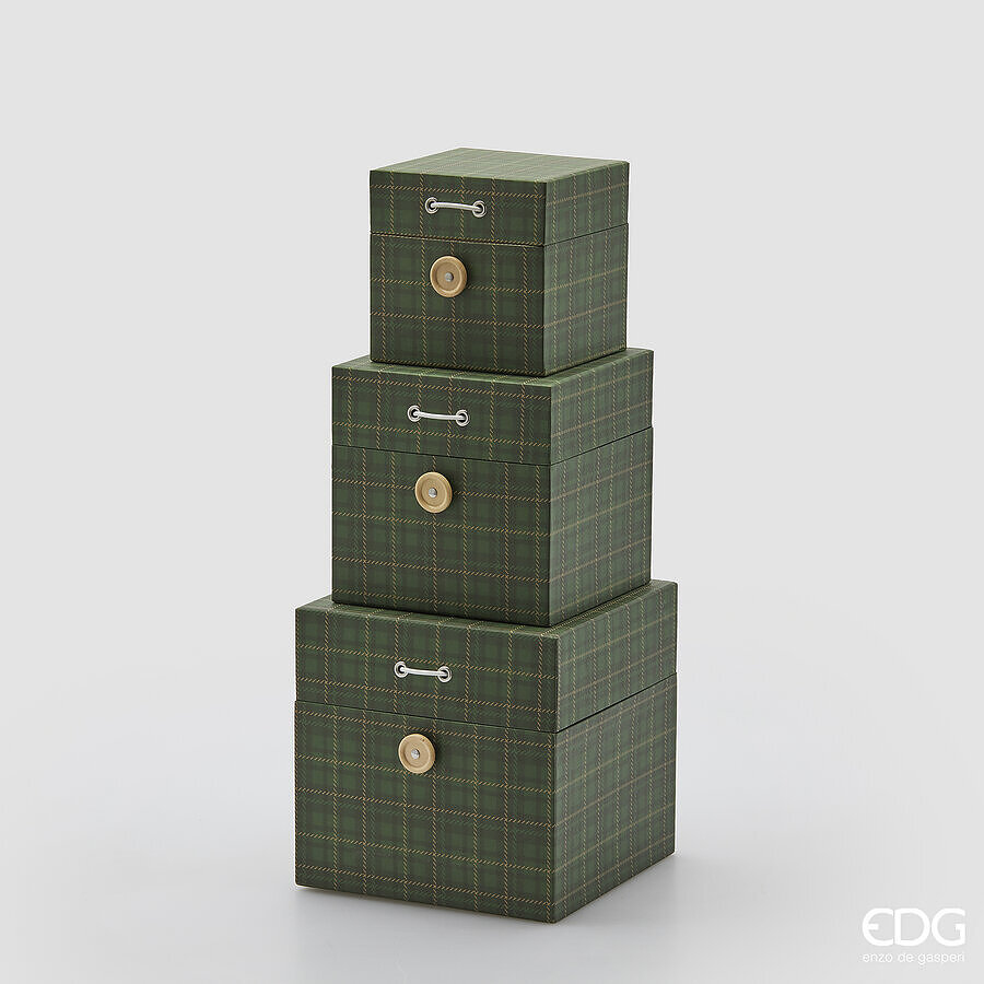 Набор из 3 декоративных коробок Tartan 