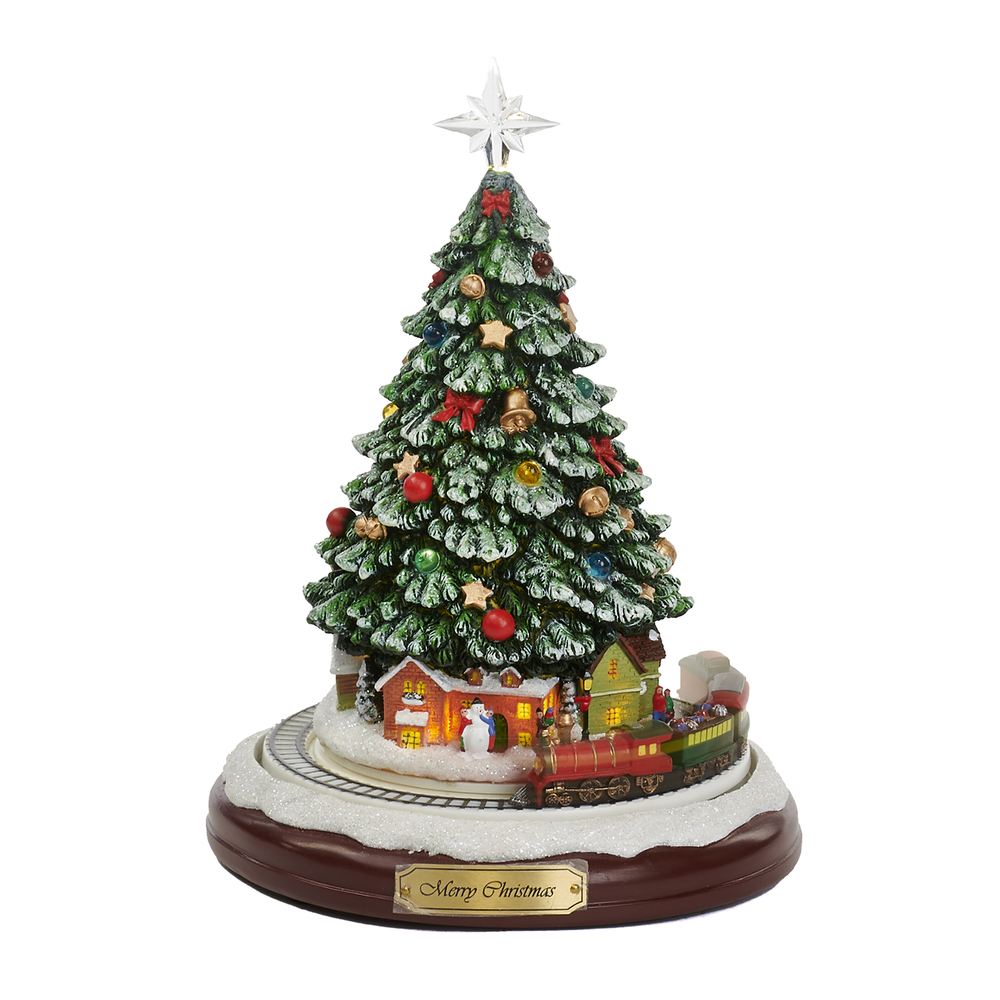 Музыкальная лед статуэтка Train/Xmas tree