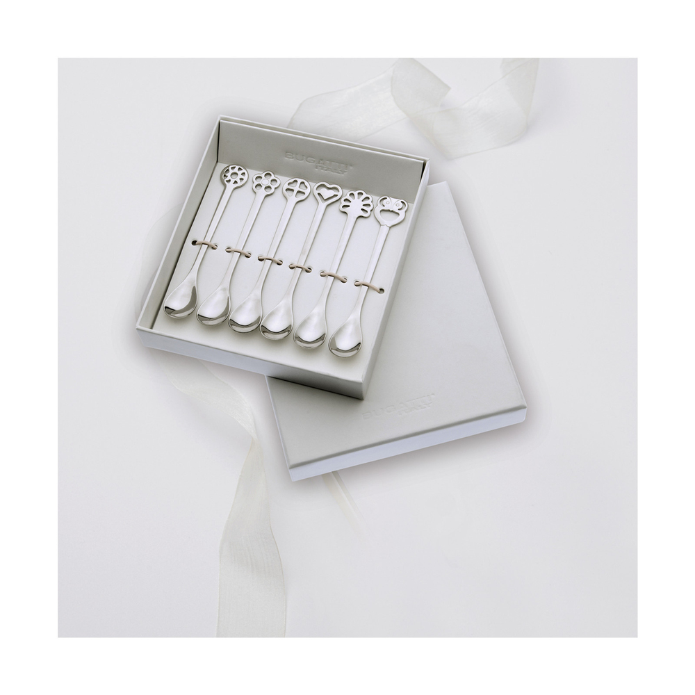 Portafortuna Набор из 6 кофейных ложек для мока в подарочной коробке Silver