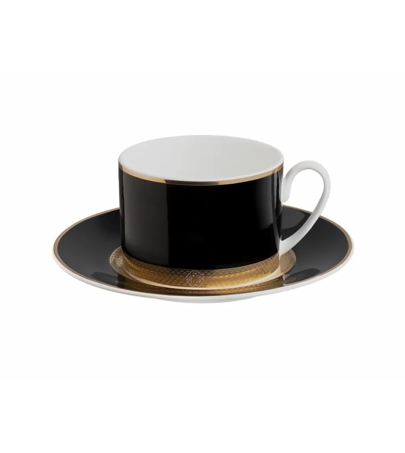 Python Black Набор из 2 чайных чашек и блюдец