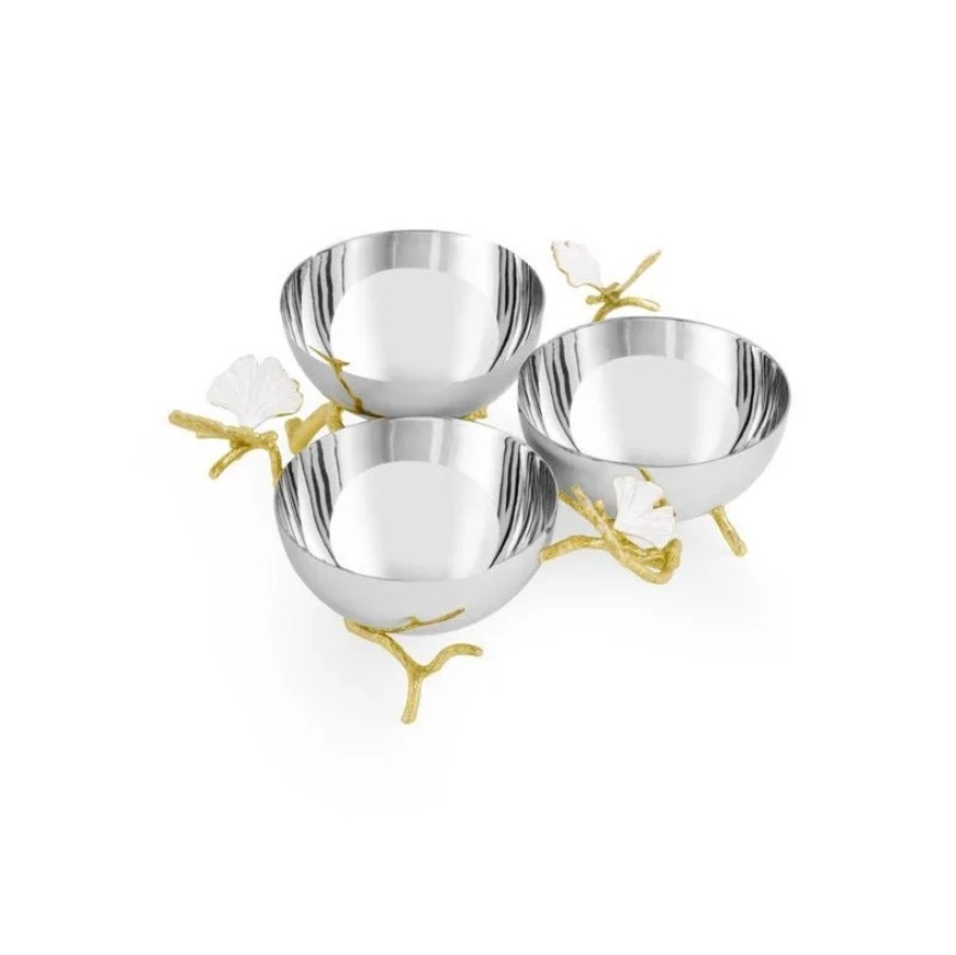 Butterfly Ginkgo Gold Triple Bowl