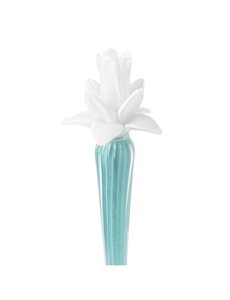 Candleholder Dax Flower White/Turquosie