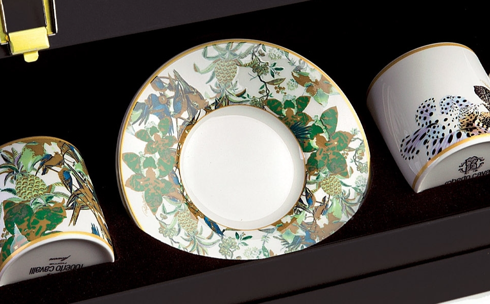 Flowers Set de 2 cești de cafea si farfurii 