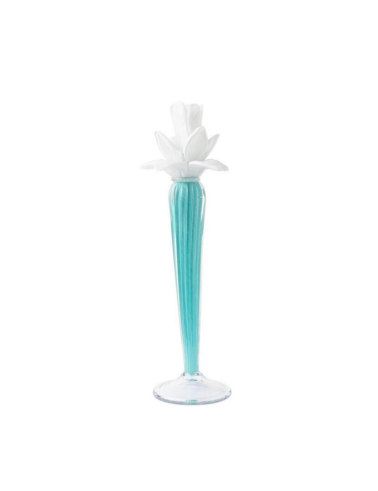 Candleholder Dax Flower White/Turquosie