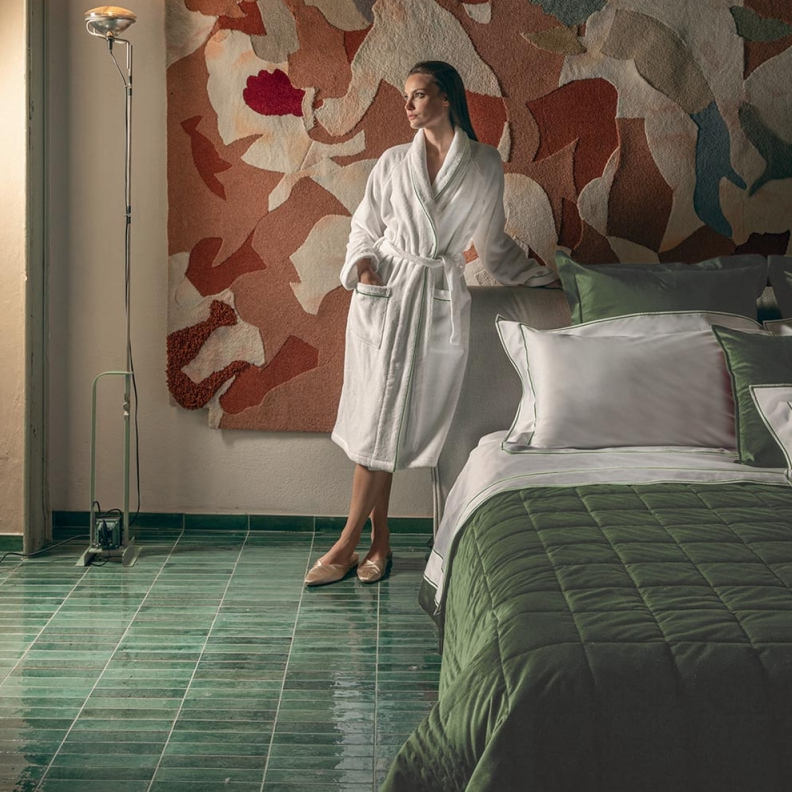 Halat de baie Isola M Bianco+Verde Bosco