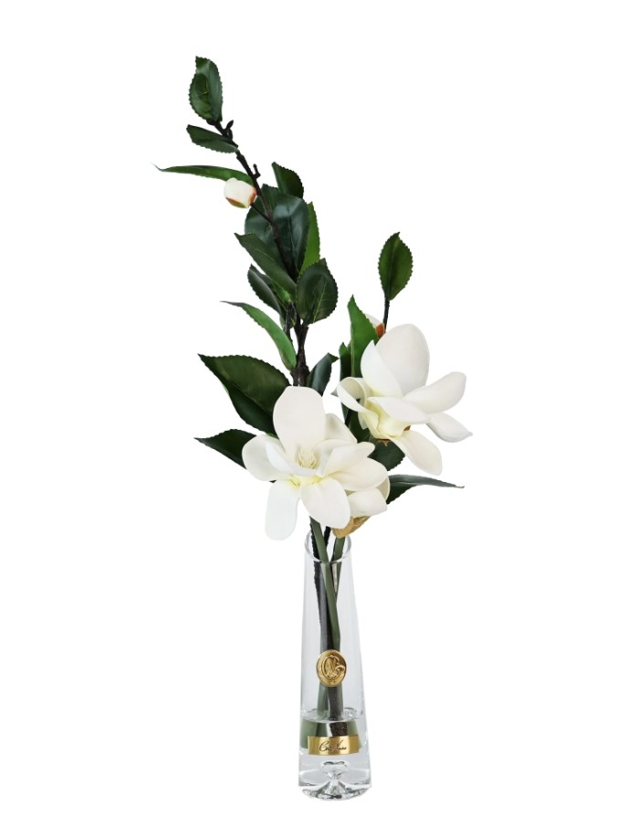 Парфюмированная магнолия в прозрачной вазе Summer Magnolias white