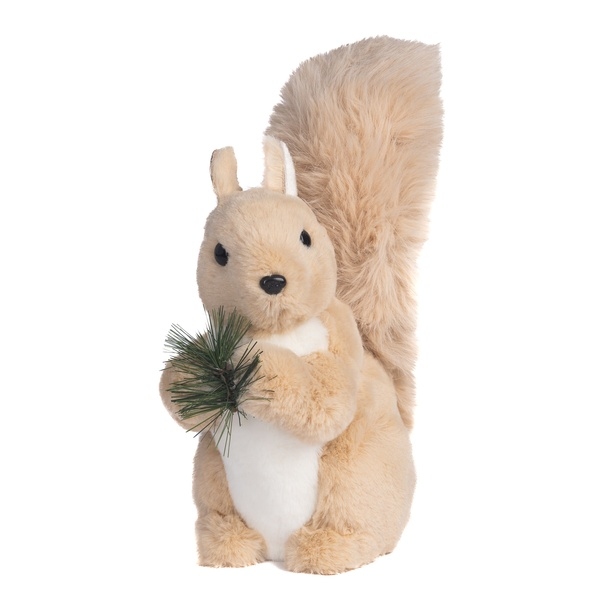 Decorațiune Furry Squirrel with Pine/Pinecone H30