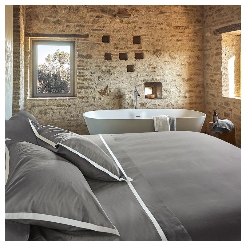 Duvet cover Hellen 250X200 Grigio Medio+Bianco Seta
