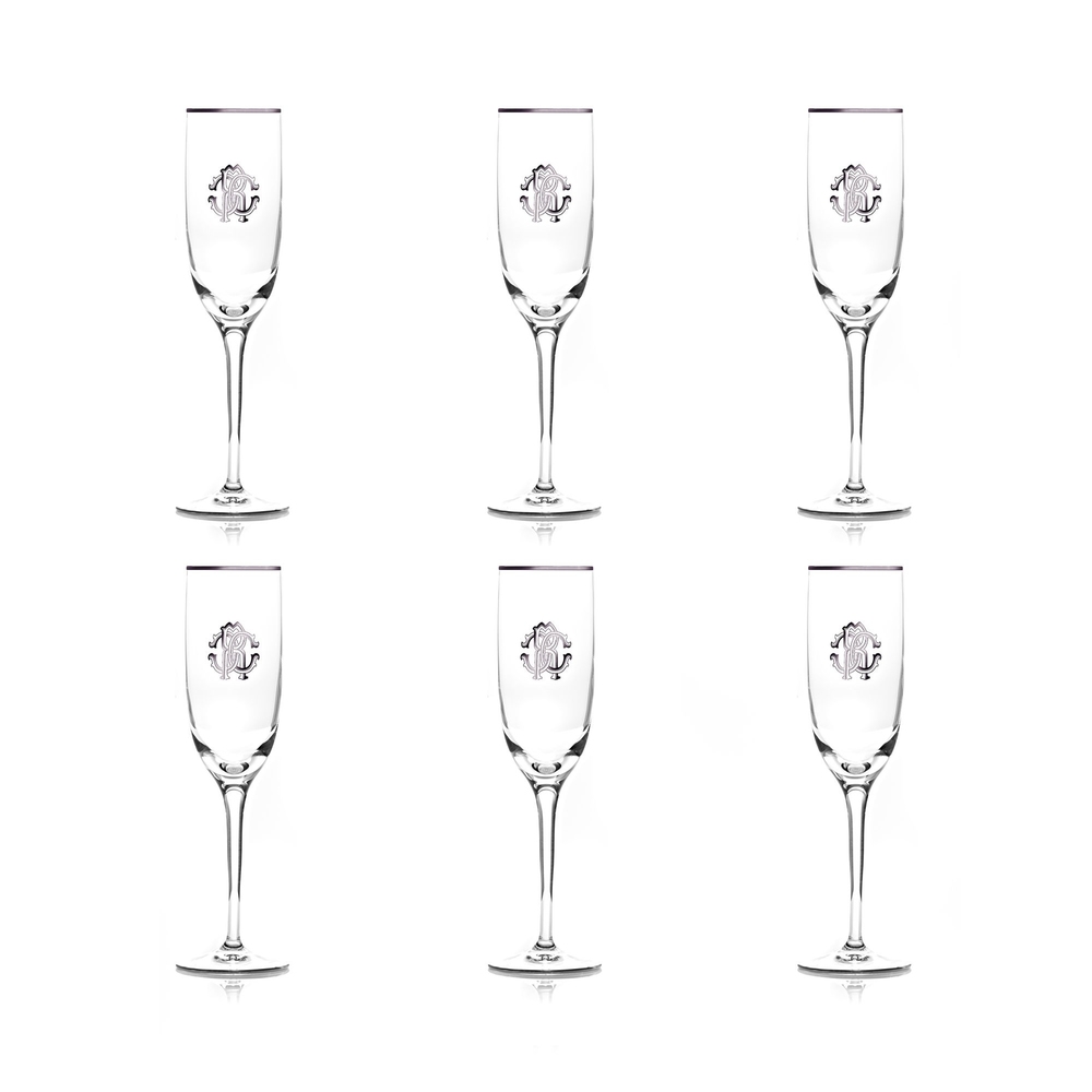 Monogramma Platinum Set of 6 Champagne Glasses