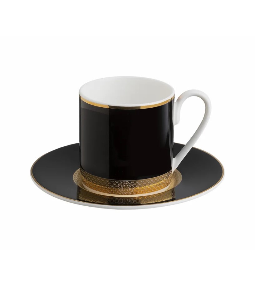 Python Black Set of 6 coffee cups & saucers
