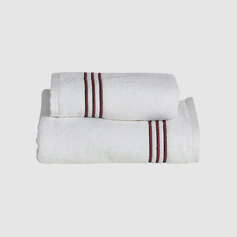 Set of 2 towels Isola Bianco+Burgundy