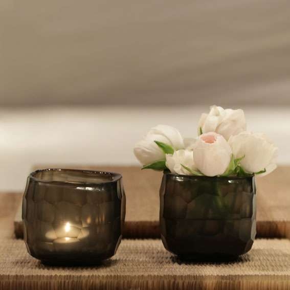 Vază Yava Tealight Indigo/Smokegrey