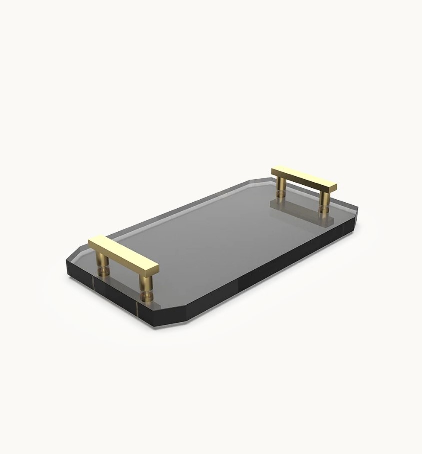 Kristall Поднос anthracite/gold matt