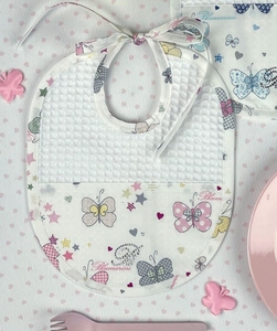 Set of 3 towel bib Farfalle Rosa