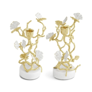 Butterfly Ginkgo Gold Candleholders