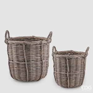 Set of 2 Caskets Cesto Rattan