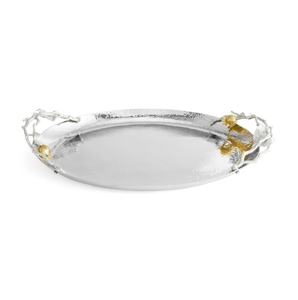 Pomegranate Silver & Gold Oval Serving Tray
