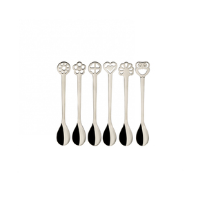 Portafortuna Set of 6 moka spoons in a Gift Box Silver