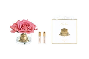 Parfumed bouquet of 5 roses in transparent vase