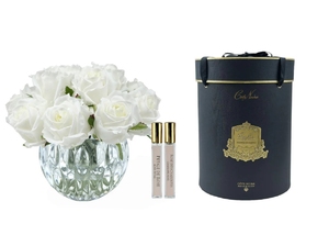 Buchet parfumat de 13 trandafiri în vază rotundă Luxury