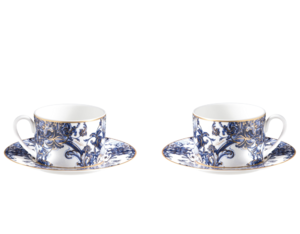 Azulejos set of 2 tea cups & saucers