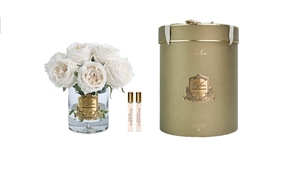 Perfumed bouquet of 7 roses Garden Rose in transparent vase