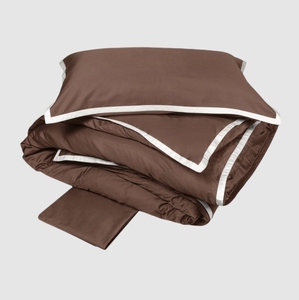 Lenjerie de pat Hellen 250X200 Cioccolato+Bianco Seta