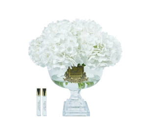 Парфюмированный букет гортензий в прозрачной вазе Provence white