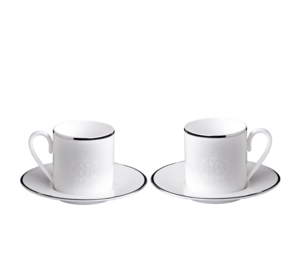 Set de 2 cesti de cafea si farfurii Lizzard Platin