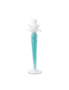 Candleholder Dax Flower White/Turquosie